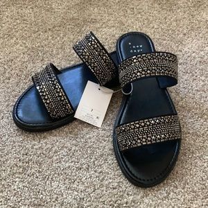 Black beaded sandals